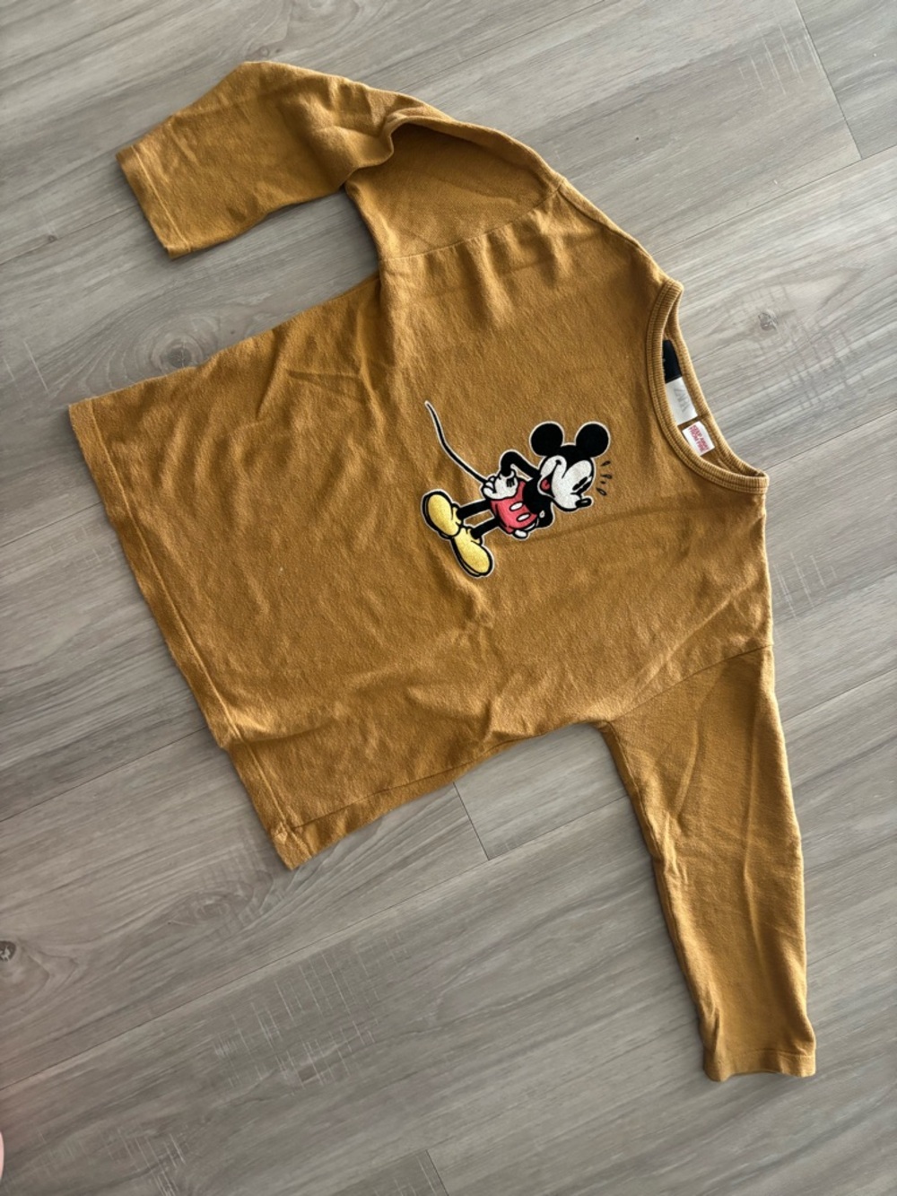 Zara Kids Mickey Mouse Mustard Long-Sleeve Tee 4/5t